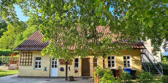 Außenansicht DIE KITA-Kindergarten Wolfskehle Außenansicht des DIE KITA-Kindergartens Wolfskehle